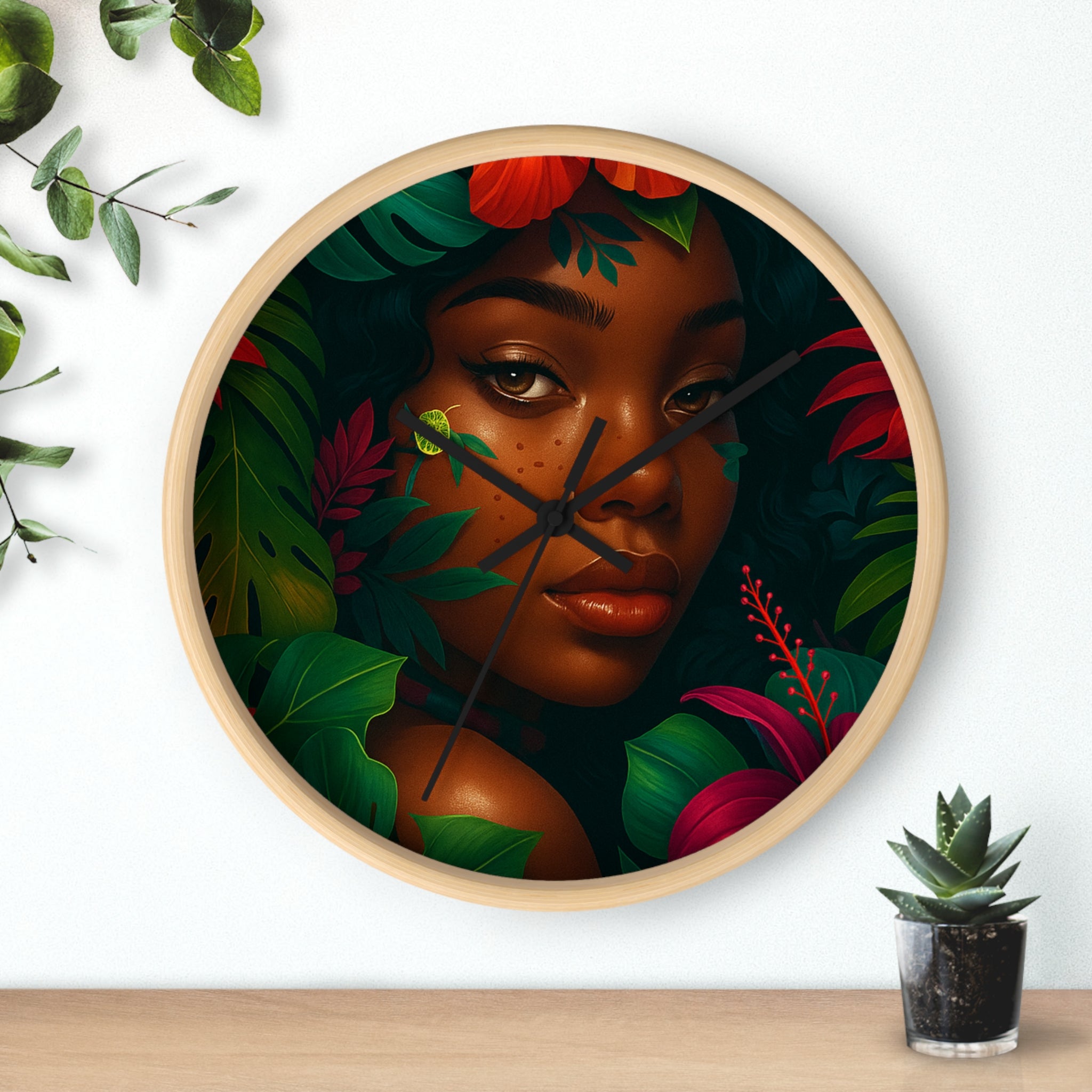 Tropical Wall Clock with Jungle Aesthetic